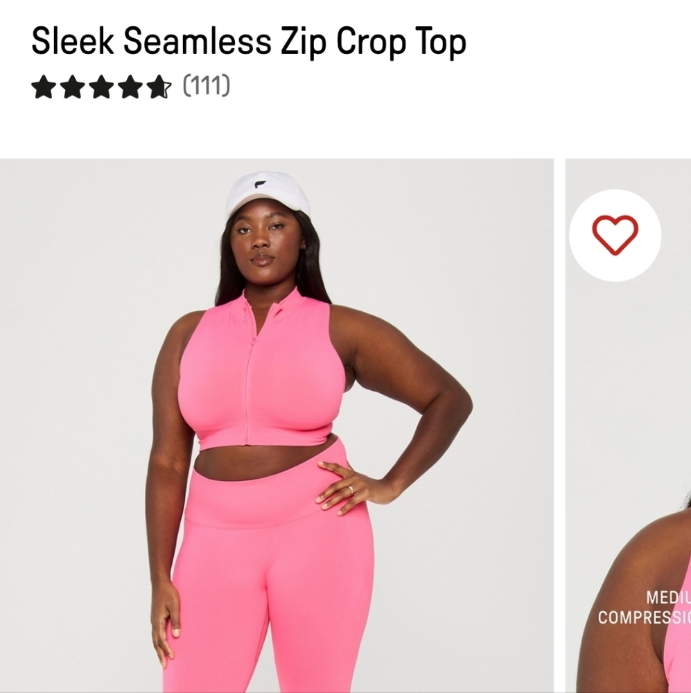 FABLETICS Zip Front Crop Top Khloe Size 2x Pink Cactus